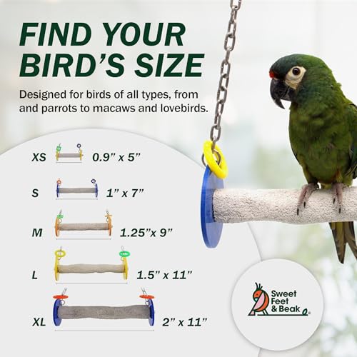Sweet Feet and Beak Roll Bird Swing, X-Large, Outdoor Pedicure Perch, Yellow - color: Yellow, size: 11.5" XLarge