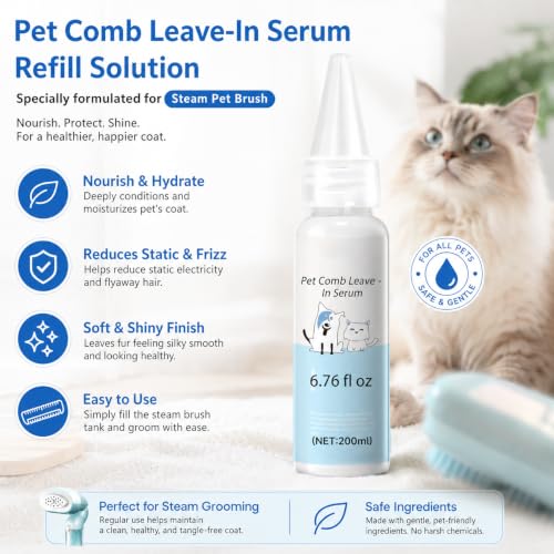 Pet Steam Brush Dog Cat 2026 New Grooming Comb for Shedding Concentrated Waterless Shampoo, Pet Comb Leave-in serum, 2*Shampoo(Steam Brush not Included) - color: Gray, size: 400ML