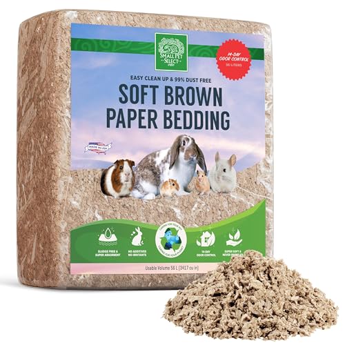 Small Pet Select Premium Soft Paper Bedding, Beige, 56 L | Natural Absorbent Bedding, Odor Control, Made in USA, For Indoor & Outdoor Rabbits, Guinea Pigs & Small Pets - size: 56 L
