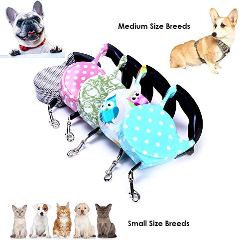 Fashionable Stylish Cute Retractable Pet Walking Leash 16ft Colorful Automatic Extendable Traction Leash for Dogs/Cats/Rabbits/Pets with Tension up to 31LBs