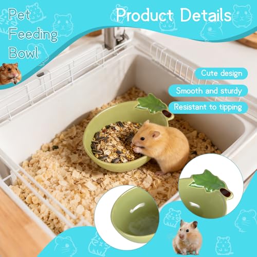 Small Guinea Pig Food Bowl Cute Ceramic Hamster Water Bowl Ferret Rat Chinchilla Rabbit Feeding Dish Young Animal Feeder (Avocado Green) - color: Avocado Green