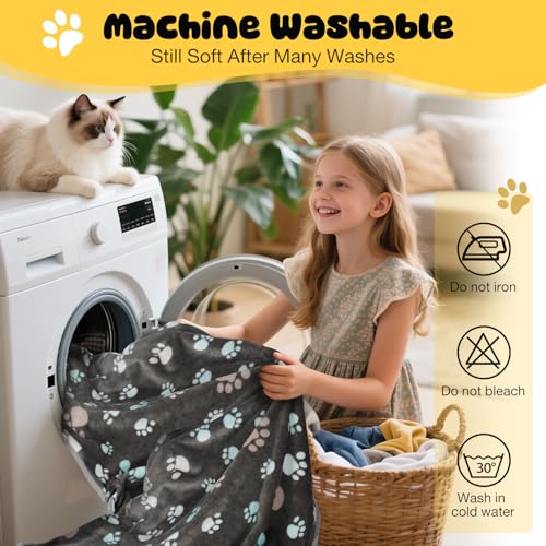 Premium Soft Dog Blanket Washable, 40x32 Inch | Flannel Gray Dog Blanket for Small and Medium Dogs and Indoor Cats