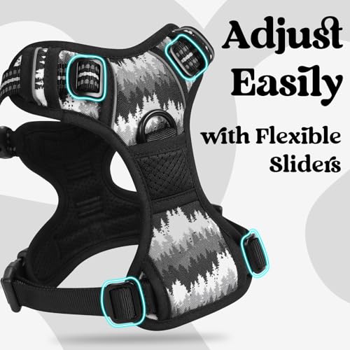 rabbitgoo Dog Harness Small Sized, Updated Easy On & Off with 3 Buckles | No Pull No Choke, Walking with 2 Clips and Handle, Adjustable Soft Reflective, Mountain Black, Small - color: Mountain Black, size: Small