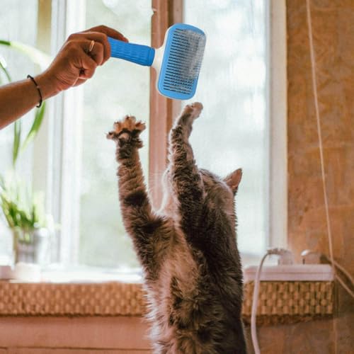 Pet Cleaning Deshedding Brush,Pet Hair Removal Brush for Shedding Massaging Grooming for Small Dogs,Cats,Rabbits(blue) - color: blue