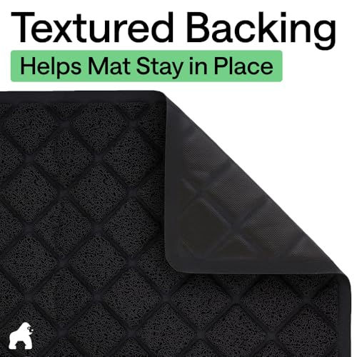 GORILLA GRIP Cat Litter Box Mat, Cushioned Coil Mesh Litter Trapping Mats, Scatter Control Supplies for Less Mess, Phthalate Free, Ultra Deep Catch Grooves, Rinse or Vacuum to Clean, 24x17 Black - color: Black, style: Small (24" x 17")