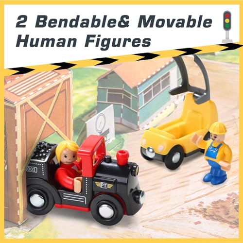 Giant bean 12Pcs Vehicles Battery Operated Train Car Set, Magnetic Mini Construction Set for Wooden Train Track, Bulk Car Toys for Toddlers Boys Girls Kids 3 4 5, Fits for Most Brands | Magnetic Mini Construction Set for Wooden Train Track, Bulk Car Toys