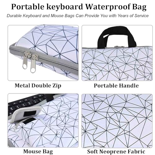 Keyboard Sleeve Travel Case for Logitech Mk270 Keyboard (White) | Mk270 Keyboard Protective Case, Zipper Mouse Storage and Cable Storage Pouch - color: White