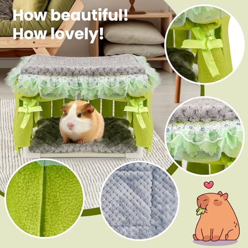 NAPLORD Guinea Pig Bed & Guinea Pig Hideout: C&C Cage Cozy Hideaway-Guinea Pig Toy - color: Gray+Green, size: Gray + Green/Bed