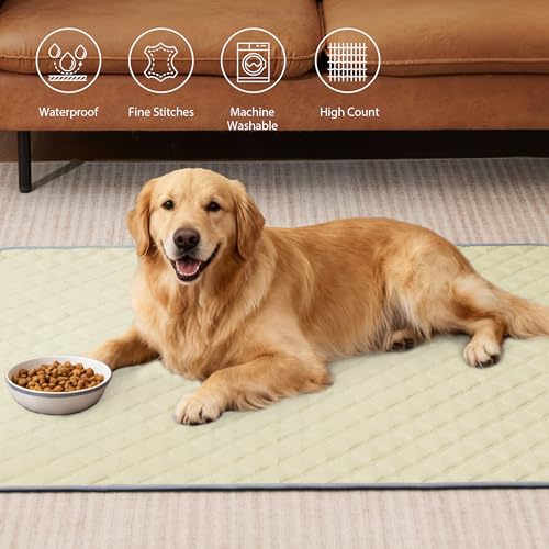 Eterish Reusable Washable Pee Pads for Dogs Large/Extra Large 36'' x 41'' 2 Pack, Absorbent Pet Puppy Dog Training Pads Non-Slip, Waterproof Whelping Potty Pads for Dogs Leak-Proof - color: Beige, size: 2 Pack (36"x41")
