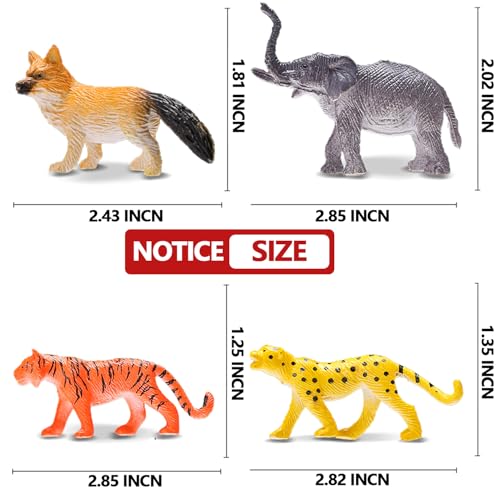 54 Piece Animal Figures for Kids, Safari Jungle Animal Figurines | Realistic animal figures for sensory bins, school learning, jungle party favors, cupcake toppers, classroom rewards