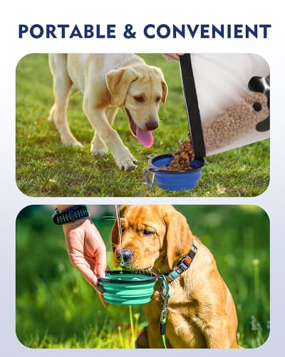 ANVS Silicone Pet Food Storage Bag,40-Cup Dog Food Travel Bag with 2PCS Collapsible Bowls, Perfect for Camping Trip, Dog Boarding, Weekend Getaways and Travel
