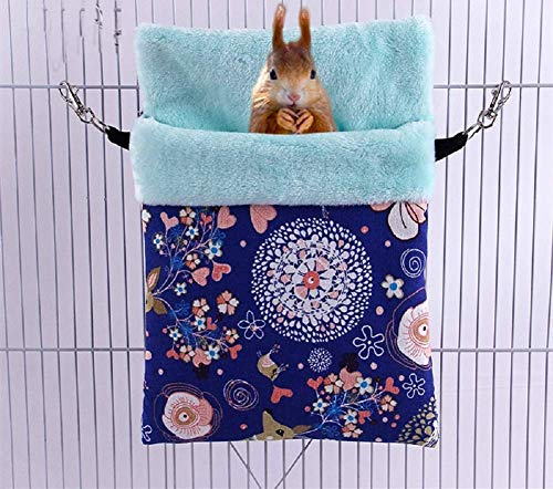 Litewood Sugar Gliders Sleeping Pouch Bag Small Pet Cotton Hanging Warm Comfortable Nest Bed for Small Animals Squirrels Marmosets Rats Hamster (LARGR,Blue Deer) - color: Blue Deer, size: LARGR