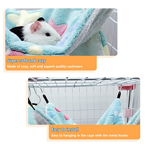LEFTSTARER Guinea Pig Ferret Rat Hammock Toy Small Animal Cage Accessories Hideout Tunnel & Bunkbed Hammock for Rat Ferret Guinea Pig Hamster Sugar Glider Chinchilla (Star-Green) - color: Star-Green