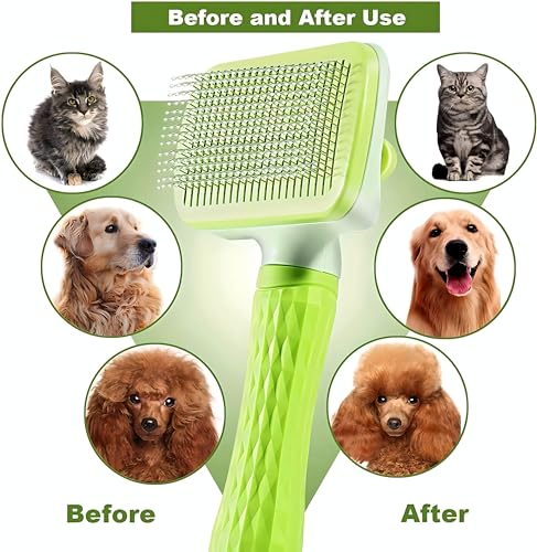 Versatile Pet Grooming Brush and Deshedding Tool - Gently Removes Loose Undercoat for Cats and Dogs, Suitable for Pet Massage (Green Light) - color: Light Green