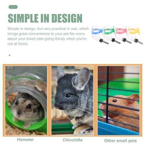 4-Pack Small Pet Water Bottles 60Ml Hanging Leakproof Hamster Water Feeder with Nozzle for Guinea Pigs Rabbits and Squirrels