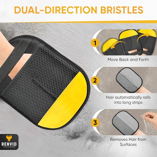 1 PC Pet Hair Removal Gloves & Brush for Cats & Dogs – Electrostatic Lint Remover Mitts – Reusable Fur Cleaning Glove for Couch, Clothes, Car & Furniture – Easy Grooming Magic Brush