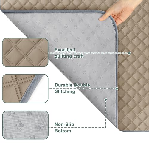 Eterish Reusable Washable Pee Pads for Dogs Large/Extra Large 36'' x 41'' 2 Pack, Absorbent Pet Puppy Dog Training Pads Non-Slip, Waterproof Whelping Potty Pads for Dogs Leak-Proof - color: Khaki, size: 2 Pack (36"x41")