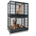 Homey Pet Two Tier Heavy Duty Stackable Dog Crate Cage Kennel for Large Dog | 47 Inch Indestructible Kennel with Wheels, Removable Trays and Grids, Escape Proof Auto Lock, Ideal for Breeders and Groomers - size: 46.5"L x 28.5"W x 68"H