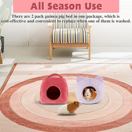 YUEPET Guinea Pig Bed 2 Pack, Washable Guinea Pig Cage Accessories Small Animal Bed Hideout for Guinea Pigs Chinchillas Hamsters Hedgehogs (Handbag and Bear) | Guinea Pig Hideout, Guinea Pig House, Soft Plush Fabric, Washable Beds, Anti-Slip Bottom, Handb