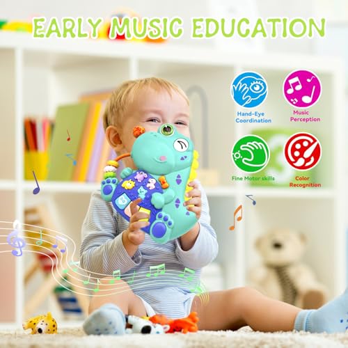 Baby Musical Toys for 1 Year Old Boy Girl, Light Up Music Developmental Learning Toy for Toddlers , Tummy Time Toy12 - 18 Months, Baby Birthday Gift (Dinosaur) - color: Dinosaur
