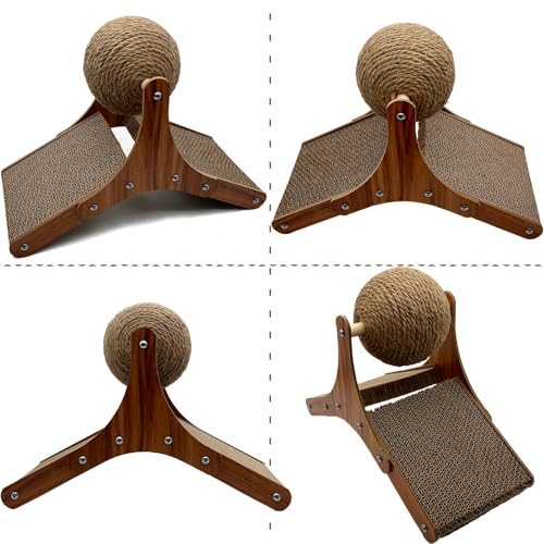 Rabbit Scratching Toys, Sisal Bunny Scratcher Ball and Scratch Cardboard Pad, Pet Enrichment Interactive Toy for Indoor Bunnies Ferrets Chinchillas Small Animals Boredom Breaker