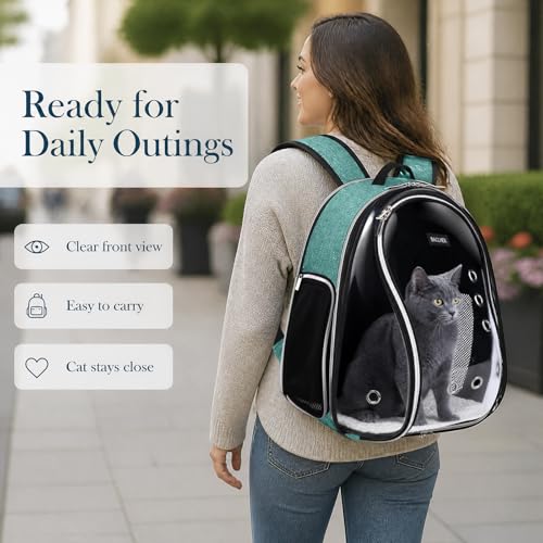 BAGLHER Cat Carrier Backpack Bubble - Fit Up to 18 Lbs - Airline-Approved Dog Backpack Carrier for Small Pets Puppies Dogs Bunny, Space Capsule Dog Carrier Backpack for Travel Outdoor Hiking, Green - color: Green