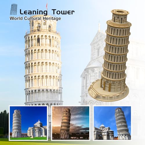 3D Wooden Puzzle for Adults, Italy Leaning Tower of Pisa Wood Architecture Model, DIY Mechanical Building Kit Craft Hobbies Toy, Birthday Festival Gift for Women Men, Home Decor, 151 PCS - style: Leaning Tower