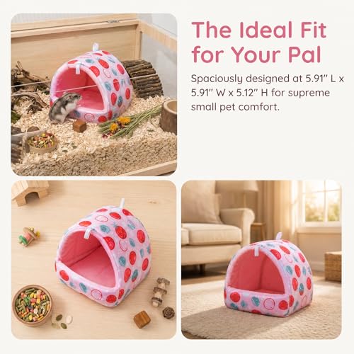 Rat Hamster Warm Bed House Hut Hanging Hammock Cute Nest for Small and Medium-Sized Pets (L), Suitable for Larger Pets(XL)-L-Pink - color: Pink, size: L