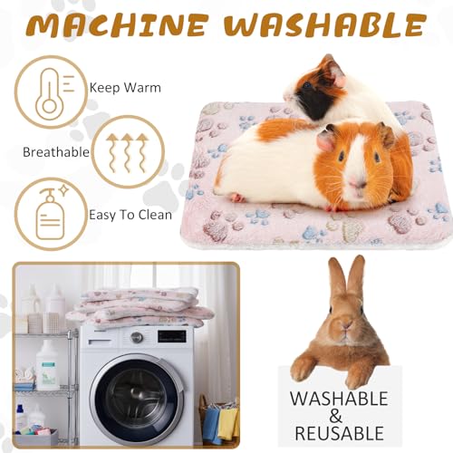 4 Pack Ultra Soft Dog Cat Bed Mat Small Animal Guinea Pig Bed with Cute Print Reversible Fleece Dog Crate Kennel Pad Cozy Washable Thickened Hamster Pet Beds Mat(13 x 10 Inches,Light Brown) - color: as shown on the picture, size: 13 x 10 Inches