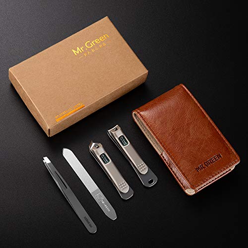 MR.GREEN Nail Clipper 4Pcs Set, Stainless Steel Manicure Pedicure Set, Medical Grade Grooming Kit with Travel Case Gift Box for Man & Woman - color: Mr-6105