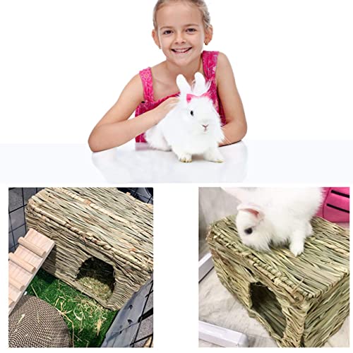 HERCOCCI Extra Large Grass House for Rabbit, Foldable & Comfortable House | Small Animal Hut Play Hideaway Bed Hay Mat Chew Toy For Bunny Guinea Pig Hamster Chinchilla (1 Pack) - color: 1 Pack