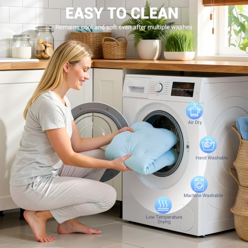 Q-Max>0.5 Dog Cooling Mat (Cool&Warm), 47''×35'', L, Cloud Sky Blue | Double-Sided Self-Cooling Mat for Dog, Pet Cool Pads for Summer, Crate, Kennel, Machine Washable, Cat Cool Bed, Non-Gel - color: Cloud-Sky Blue, size: L