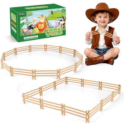 24PCS Farm Animal Toys Corral Fence for Kids Age 3-5 5-7 4-8 Years Olds Boys Girls, Educational Farm Animal Cake Toppers for Toddlers 3 4 5 6 7 8 9 10 - style: Yellow 24PCS