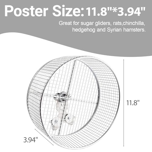 11.8" Silent Chinchillas Wheel Stainless Steel Chinchilla Exercise Wheel | Quiet Running Wheel for Chinchilla Hamster Rodent Wheel for Syrian Hamsters,Sugar Gliders,Hedgehogs,Squirrels and Small Pets