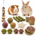 Grddaef Rabbit Toys, Guinea Pig Toys 17Pcs Natural Timothy Hay Bunny Chews and Treats for Hamster Chinchilla Gerbil - color: 17 Pcs