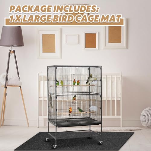 Nuanchu Large Bird Cage Mat, 48 x 48 Inch Under Pet Cage Mat, Absorbent/Waterproof Felt Pad for Bird Cages, Reptile Aquariums, Dog Kennels, with Non-Slip Backing for Hard Floors and Surfaces - size: 48.0"L x 48.0"W x 0.4"H