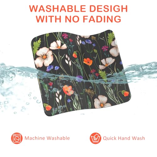 Mouse Pad with Stitched Edge, Multiple Patterns Computer Mouse Pads with Non-Slip Rubber Base, Washable Cloth Mousepad, for Gaming, Laptop, PC (Wildflower Night) - color: 29Wildflower Night
