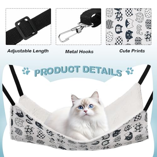 4 Pack Cat Hammock for Cage, Reversible Cat Hanging Hammock Soft Large Double Sided Pet Bed with Adjustable Straps & Metal Hooks for Cats Ferret Kitten Puppy Rabbits Small Animals - size: L