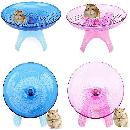 Hamster House Wood Bridge Climb Kit Exercise Wheel Jogging Running Silent Spinner Flying Saucer Pet Toys for Rat Gerbil Guinea Pig Chipmunk Mouse Small Animals - color: pink