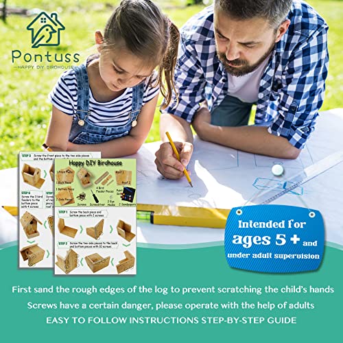 DIY Birdhouse Kit with Paint Set - Kids' Wood Craft Kits - Make a Bird House Kit for Kids - DIY Woodcraft Building Projects for Kids and Adults- STEM Teaching Tools
