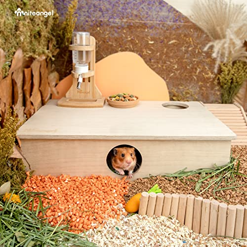 Niteangel Multi-Chamber Hamster House Maze: 2 Entrance 6 Rooms Maze Habitat | No-Disturb Removable Lid - Encourage Pets Hide and Explore Freely Hideout & Tunnel Maze Toys for Hamster Gerbils Mice Lemming - size: 6-Room Large