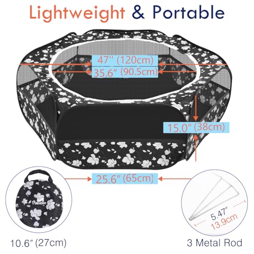 Pawaboo Small Animal Playpen with Zippered Cover, Magnolia | Portable pop-up pet tent for supervised rabbits, guinea pigs, chicks and kittens; water-resistant bottom and 3 metal rods - color: T-Magnolia