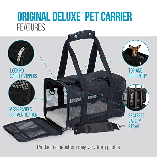 Sherpa Original Deluxe Travel Pet Carrier, Airline Approved & Guaranteed On Board - Black Lattice, Small - color: Black Lattice, size: 15.0"L x 10.0"W x 8.5"H