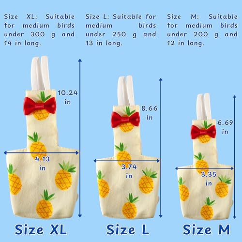 Pigeon Diaper Harness and Bird Leash Set, Birds Diapers for Pigeons and Leash Pigeon Harnesses, Diapers for Birds Cockatiel Parrot Parakeet, Macaw Harness and Leashes Pants (L-Yellow Lemon)