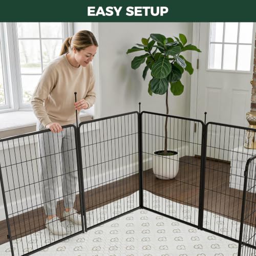 FXW Rollick Unleashed Dog Playpen for Indoor, Yard, RV Camping, 40 inch 8 Panels Dog Pen with Washable Pee Pad for Medium and Large Dogs, Black│Patented | Heavy-Duty & Easy setup Play Area, Super Absorbent Pad for Easy Cleanup, For Medium & Large Dogs, Pa