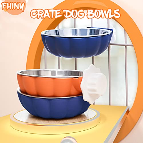 Fhiny Crate Dog Bowl, Removable Stainless Steel Pet Cage Bowl Hanging Food & Water Feeder Coop Cup for Cat, Puppy, Ferret, Birds, Guinea Pigs 2 Pack