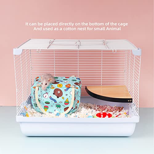 Small Animal Hammock Bed with Hideout for Guinea Pigs, Rats, Sugar Gliders and More, Hamster Hanging Bed Toy Cage Accessories Warm Nest (Animal Green) - color: animal green