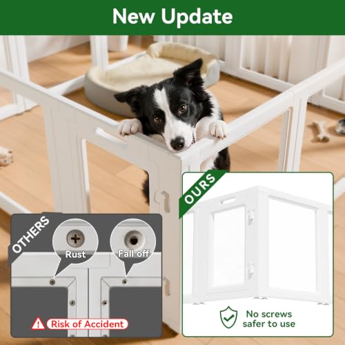 EVERFRONT Clear Acrylic Dog Playpen - Clear Dog Play Pen - Easy Assemble Acrylic Dog Playpen - Puppy Playpen, Cat Playpen, Small Animal Playpen, Dog Play Pen Indoors (24", 10 Panels) - size: 24"