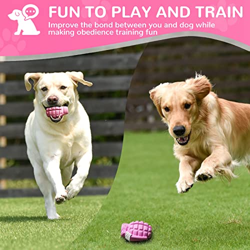 Dog Toys for Aggressive Chewers Large Breed, Fun to Chew (Pink) | German Shepherd, Indestructible Interactive Treat Dog Toys for Large Medium Breeds, Food Grade&Tough Rubber, Chase and Fetch - color: Pink