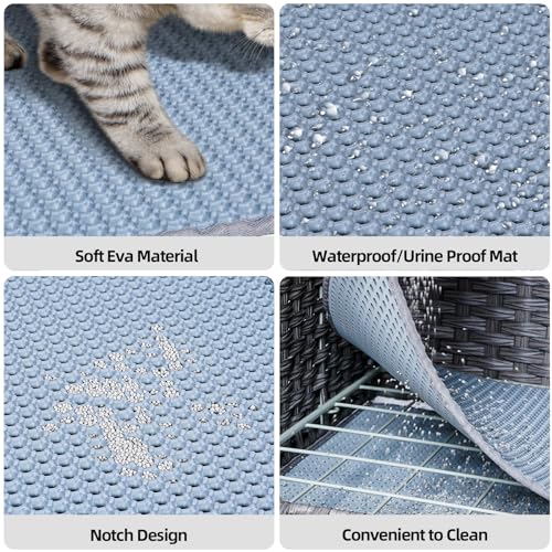 Snughome Cat Litter Box Enclosure Furniture Hidden with Cat Litter Mat, Hidden Cat Washroom Furniture with Door, Handwoven Rattan Cat Washroom Box, Indoor Pet House for Living Room, Bedroom(Grey) - color: Grey